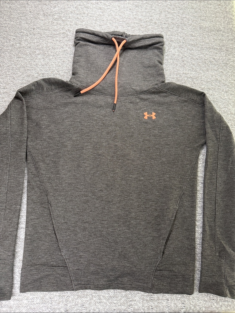 Under Armour Women’s Dark Gray Pullover Hoodie with Apricot Drawcords Size XS